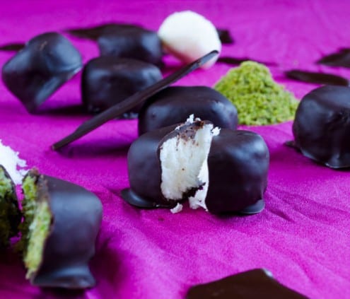 Coconut Pistachio Chocolate Candies