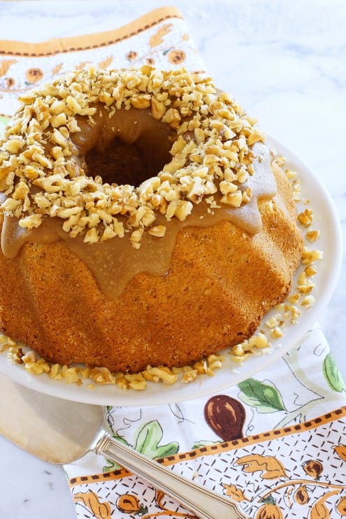 Pound Cake with Walnuts and Brown Sugar Glaze