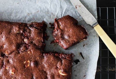 Flourless Coffee Chocolate and Raspberry Brownies