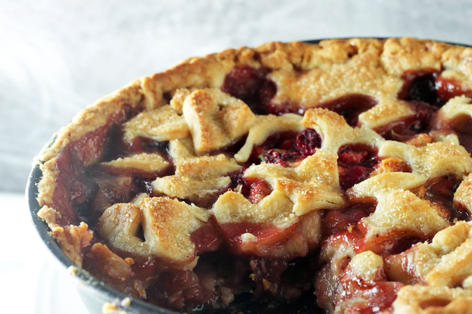 Peach, Raspberry and Basil Pie