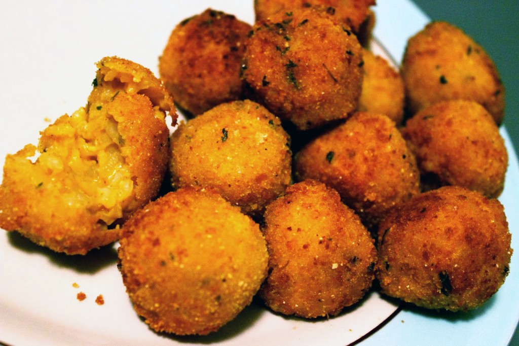 Pumpkin and Goat Cheese Arancini Recipe by Kara and Marni Powers