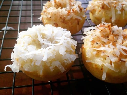 Coconut Dusted and Glazed Mini Donuts 