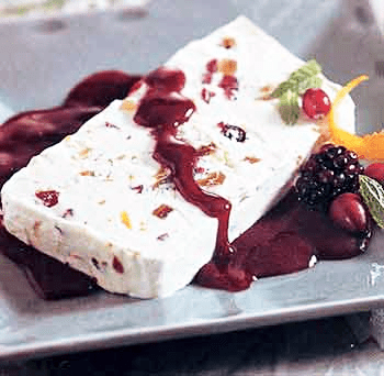 Fig and Cranberry Semifreddo with Blackberry Sauce