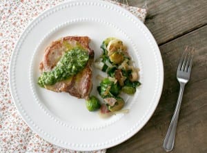 Pork Chops with Chimichurri and Brussels Sprouts - Pork Chop Recipe