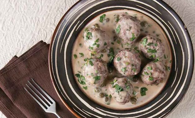 German Style Goose Meatballs with Capers and Anchovies
