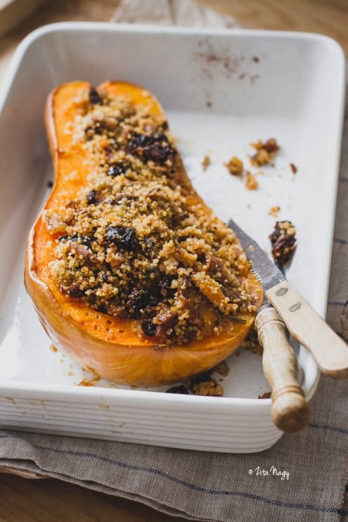 Vegan Stuffed Butternut Squash with Mushrooms and Couscous