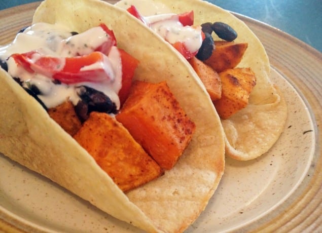 Chipotle Sweet Potato Tacos with Lime Cream Recipe