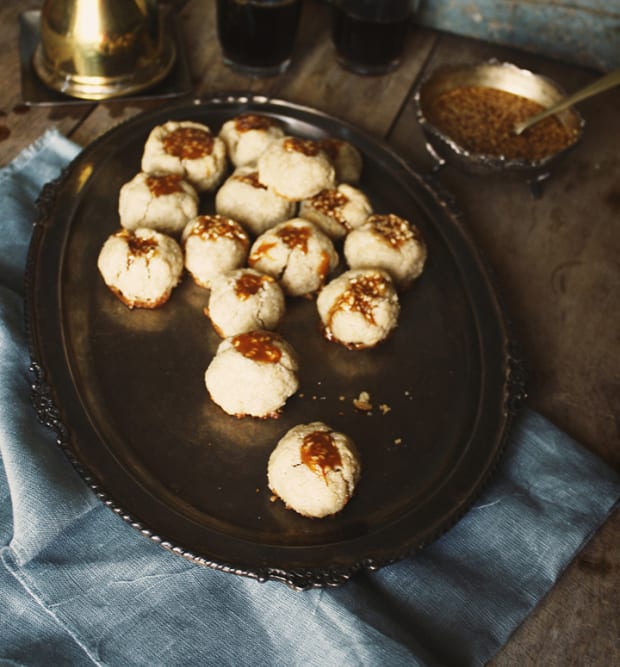 Tahini Thumbprint Cookies with Sesame Caramel Recipe