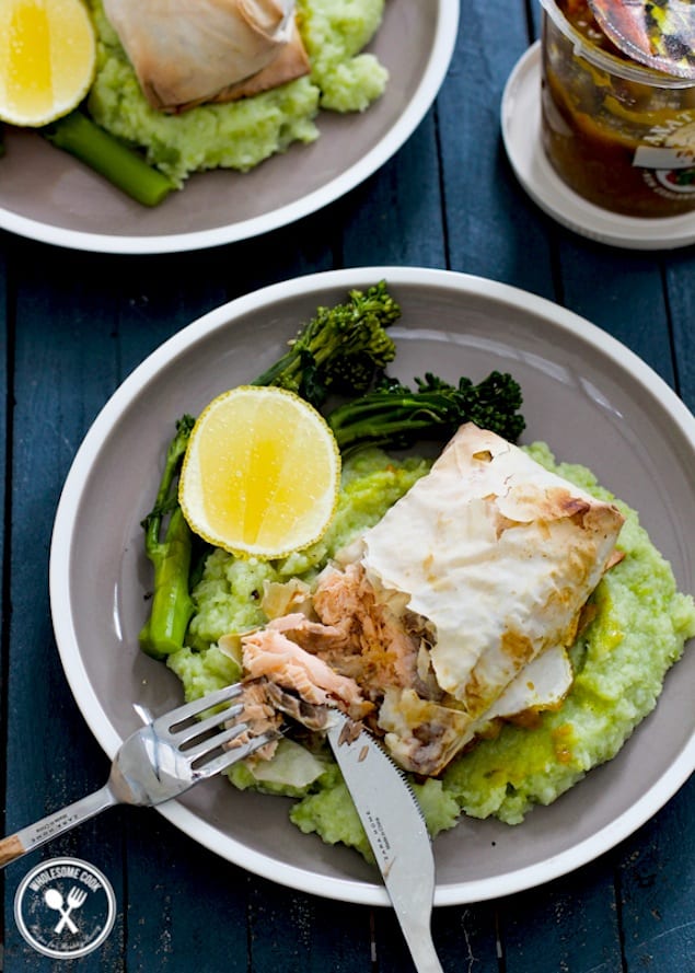 baked salmon filo parcels recipe