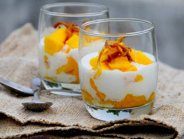 Mango-and-Quark-Fool-with-crystallized-Ginger-Recipe