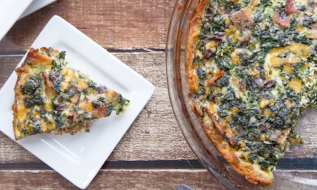 Spinach and Bacon Quiche with Hashbrown Crust