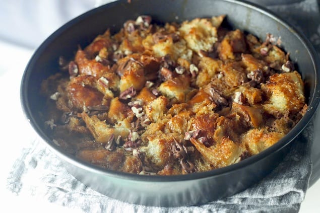 Caramel Croissant Bread Pudding With Bourbon