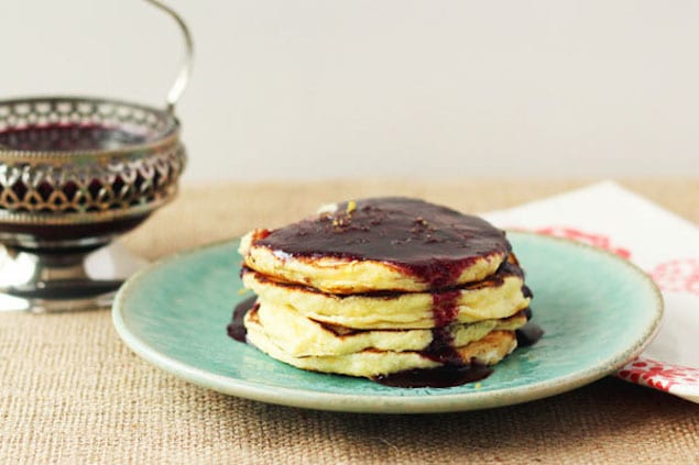 Lemon-Ricotta-Pancakes-Blueberry-Syrup