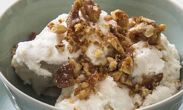 Sweet Corn And Chipotle Chili Ice Cream With Walnut Chili Brittle