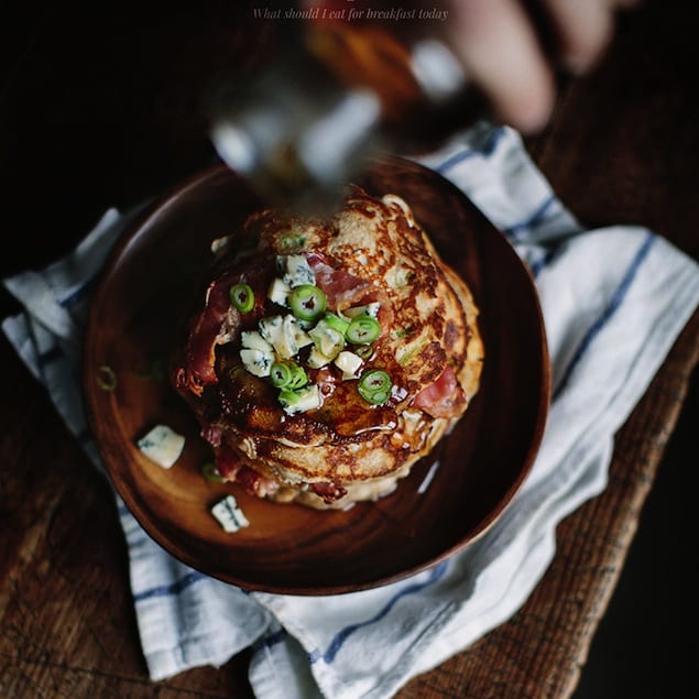 pancakes with bacon and blue cheese 6