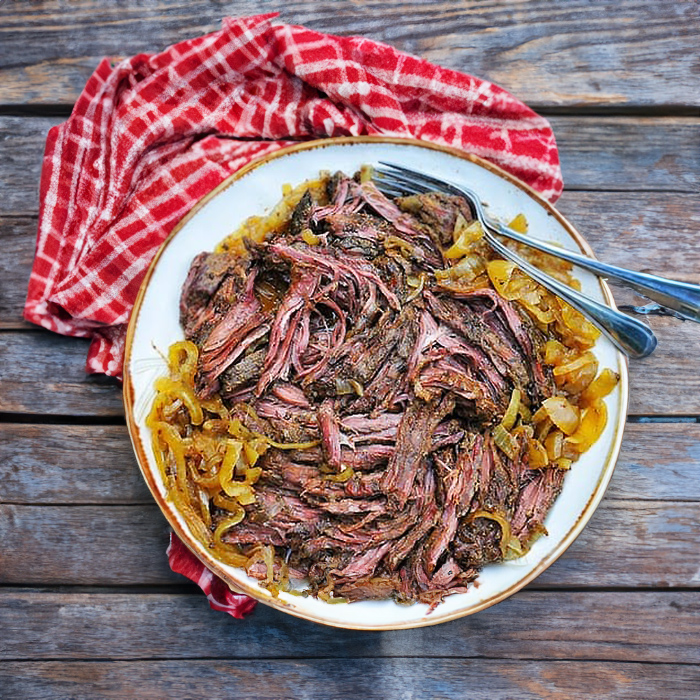 Slow Cooked Skirt Steak with Onions