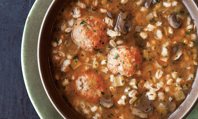 barley-leek-soup-with-mini-chicken-meatballs