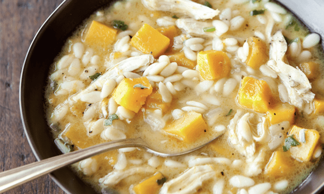 orzo-delicata-squash-and-chicken-soup