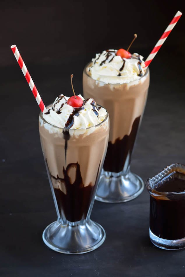 Chocolate Milkshake With Whipped Cream And Chocolate Syrup