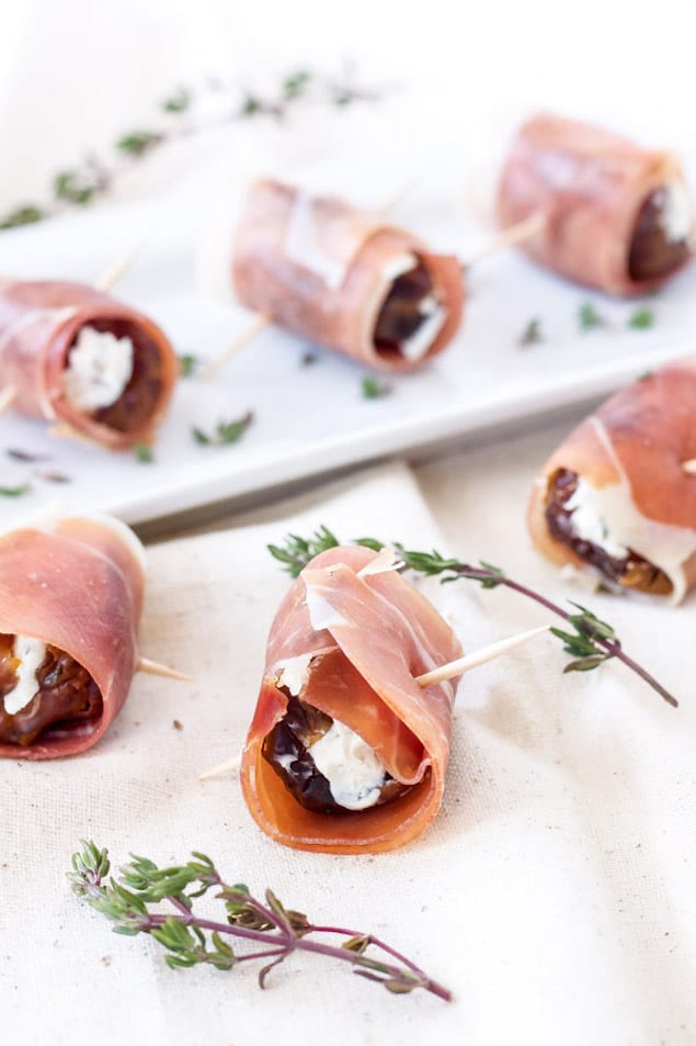 Goat Cheese Stuffed Date Bites with Prosciutto