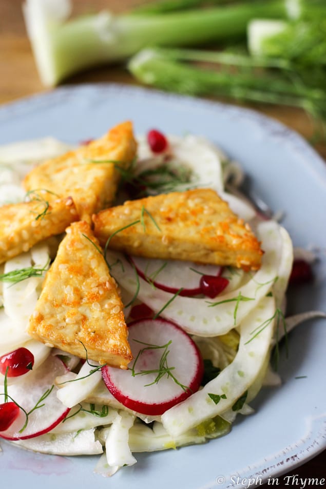 Tofu and Fennel Salad - with pomegranate seeds