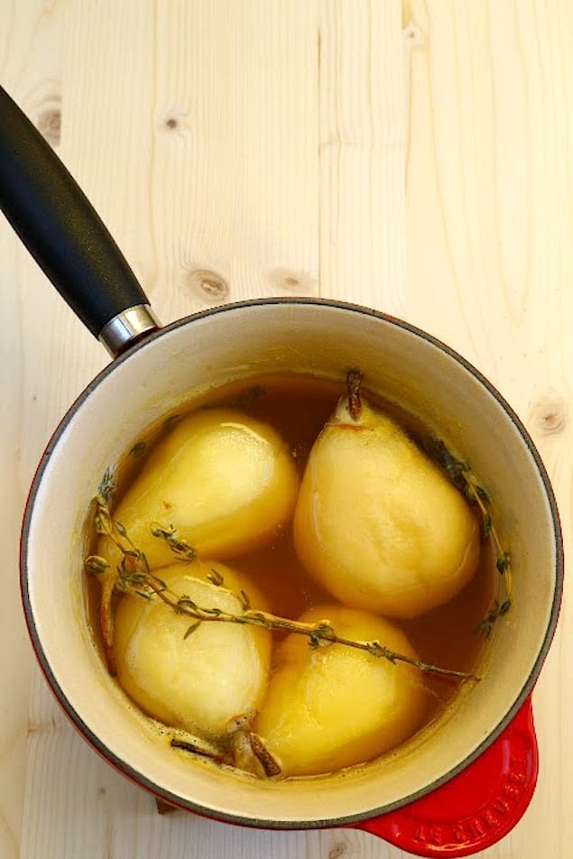 Pears Poached in Sweet Wine