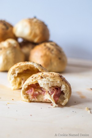 Cheddar and Ham Filled Bread Rolls