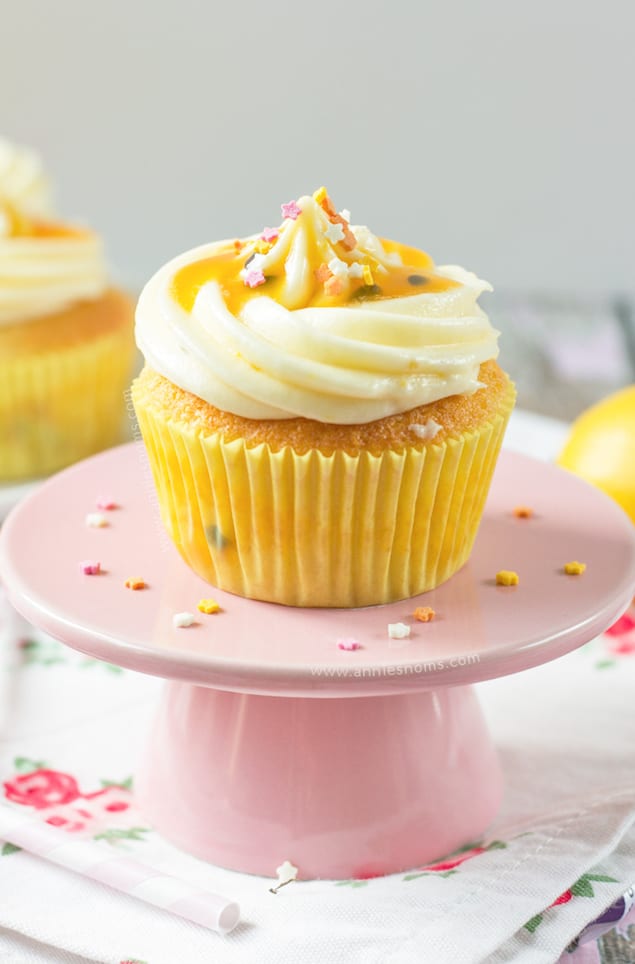 Lemon Cupcakes with Passion Fruit Coulis