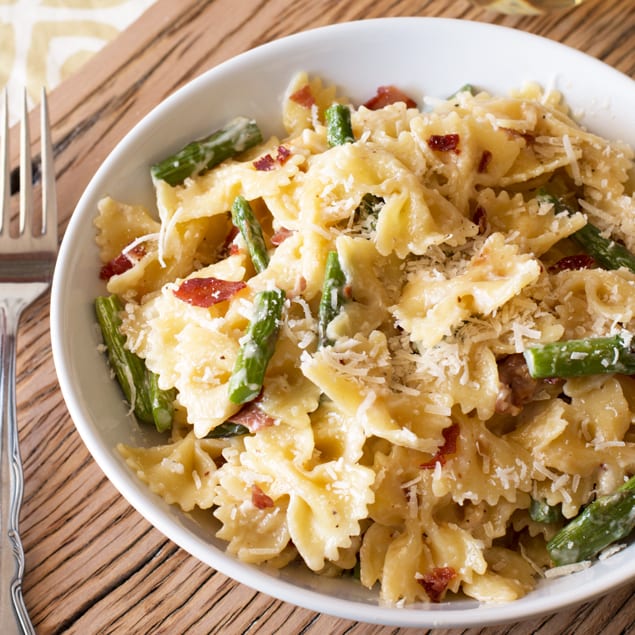 Creamy Brown Butter Farfalle with Asparagus and Crispy Prosciutto