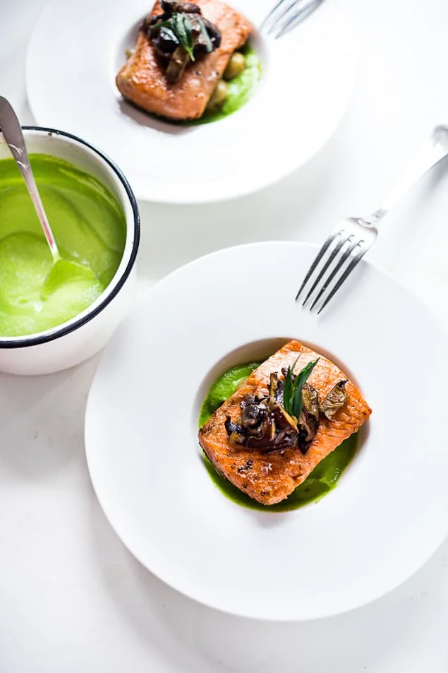 steelhead with pea sauce-400