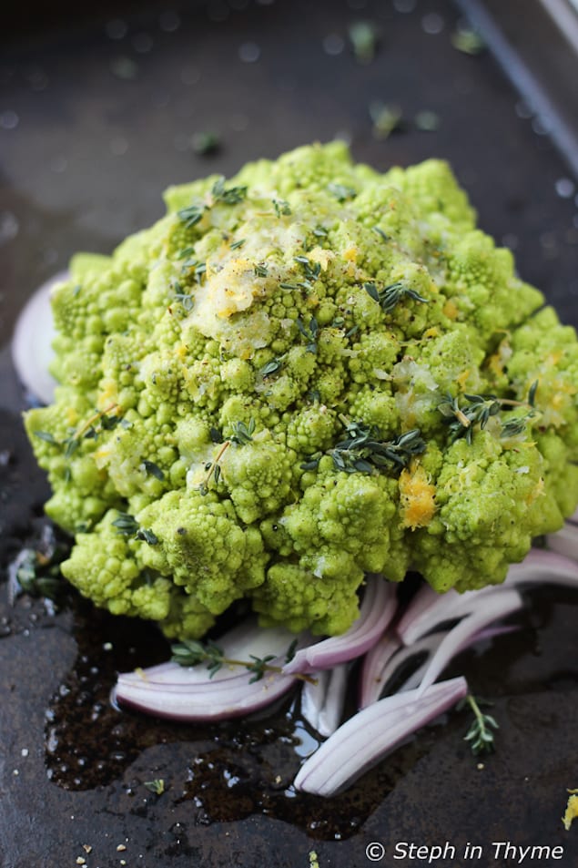 Roasted Romanesco Broccoli with Lemon and Thyme