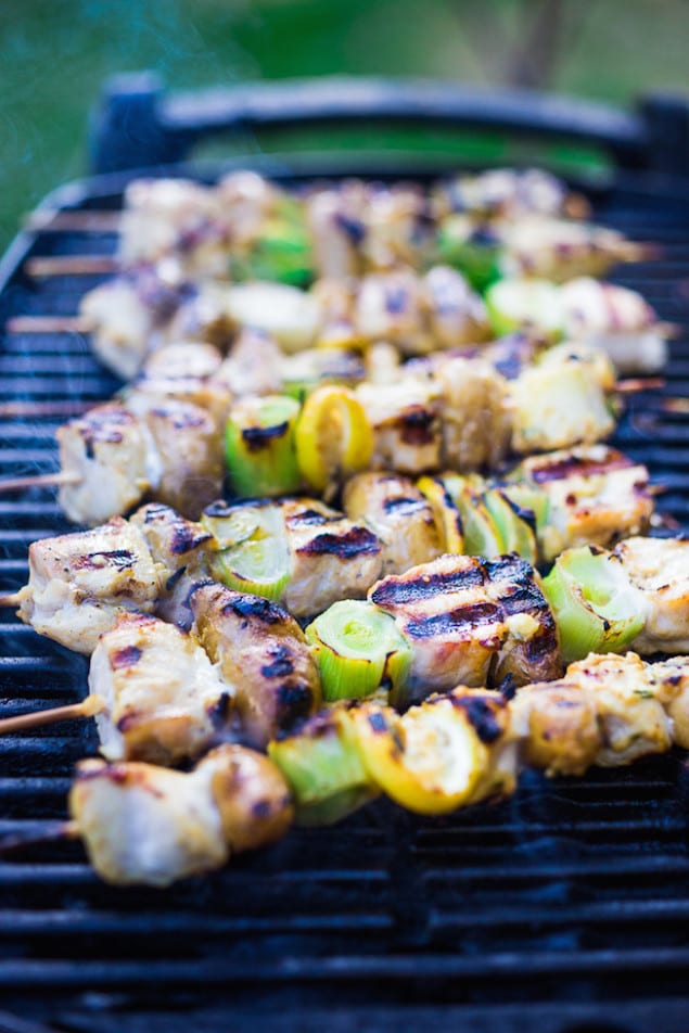 Delights of Dijon — Grilled Leek, Potato and Chicken Skewers with ...