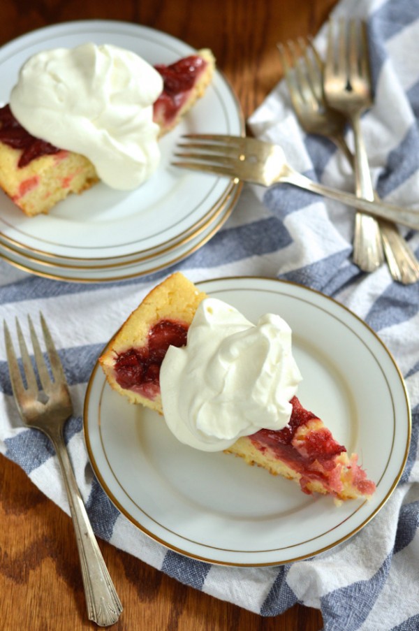 Strawberry-Rhubarb Buttermilk Skillet Cake