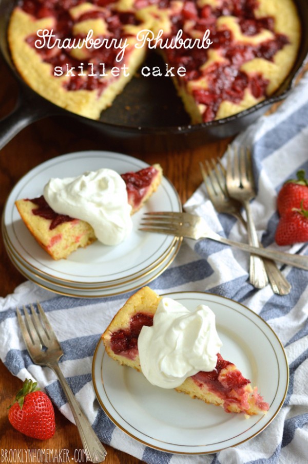 Strawberry-Rhubarb Buttermilk Skillet Cake