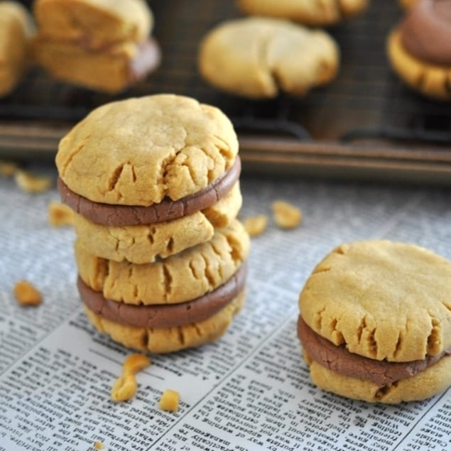 Peanut Butter and Ganache Cookie Sandwiches