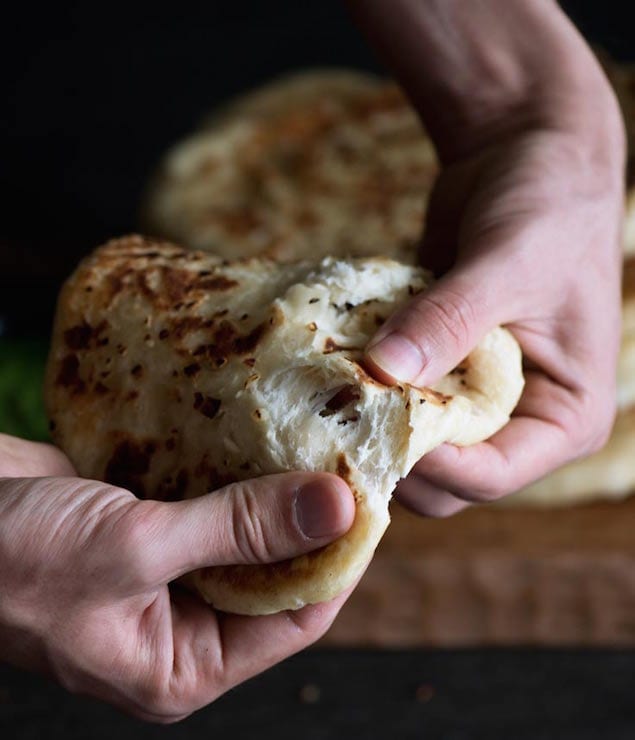 Cheese-Filled Garlic Naan Bread