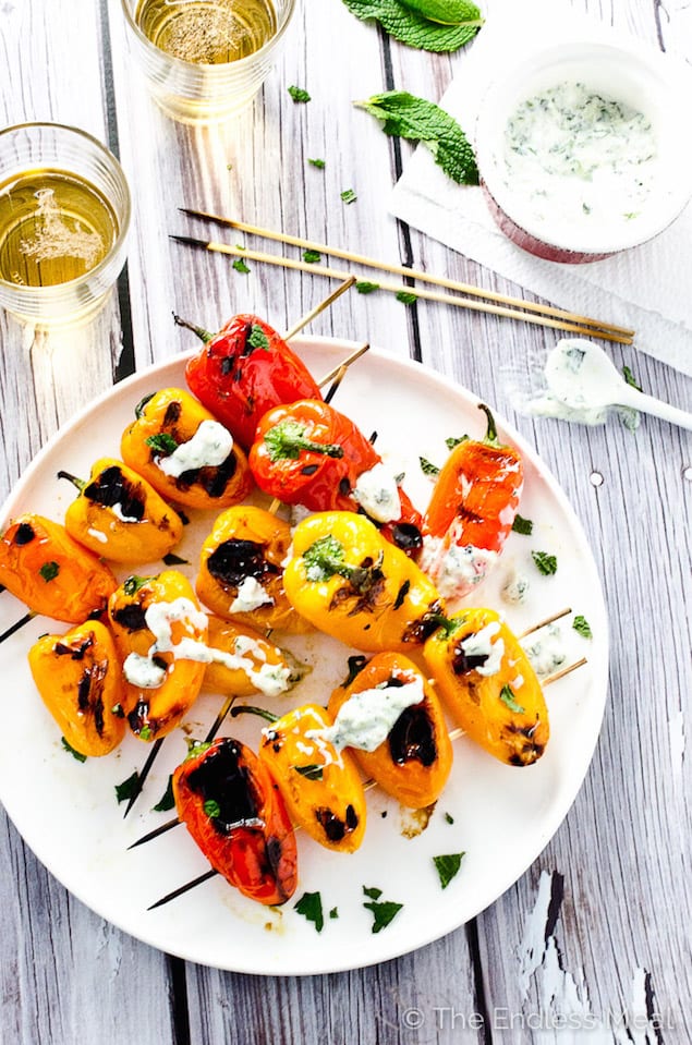Grilled Peppers with Tzatziki Sauce