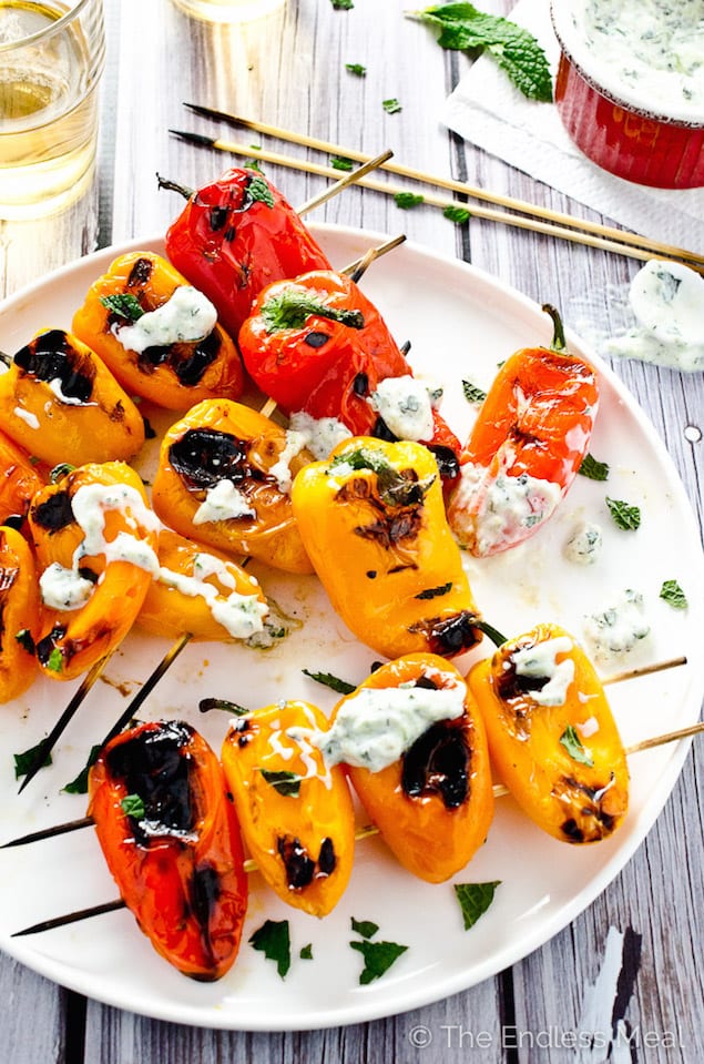 Grilled Peppers with Tzatziki Sauce