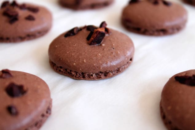 Bourbon Buttercream and Cocoa Nib Macarons