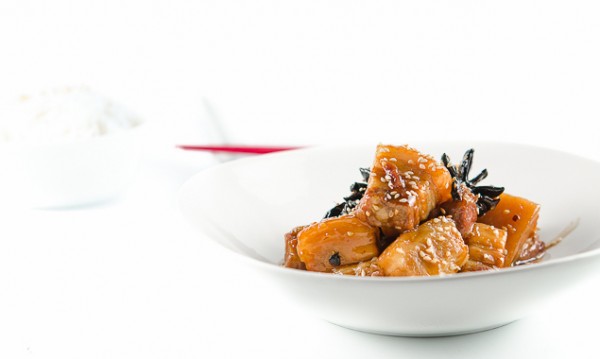 Sticky Szechuan Pork with Toasted Sesame Seeds