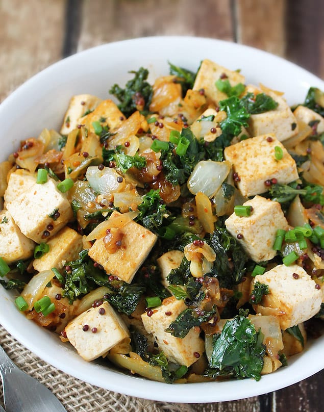 Peri-Peri Tofu with Kale and Mustard Seeds