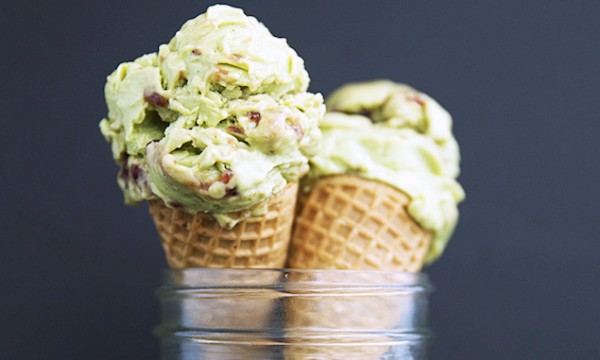 Avocado Sorbet With Strawberries