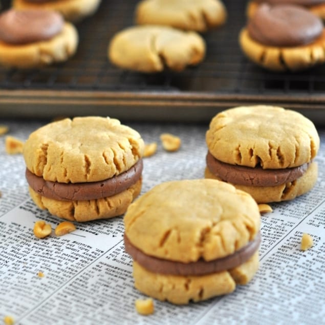 Peanut Butter and Ganache Cookie Sandwiches