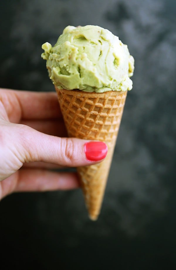 Avocado Sorbet with Strawberries