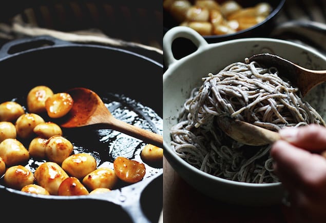 Miso Turnips and Black Sesame Soba Noodles