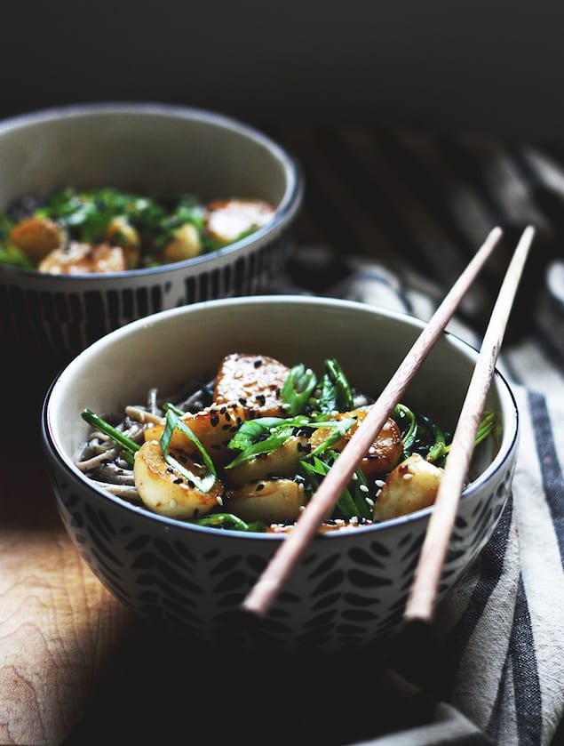 Miso Turnips and Black Sesame Soba Noodles