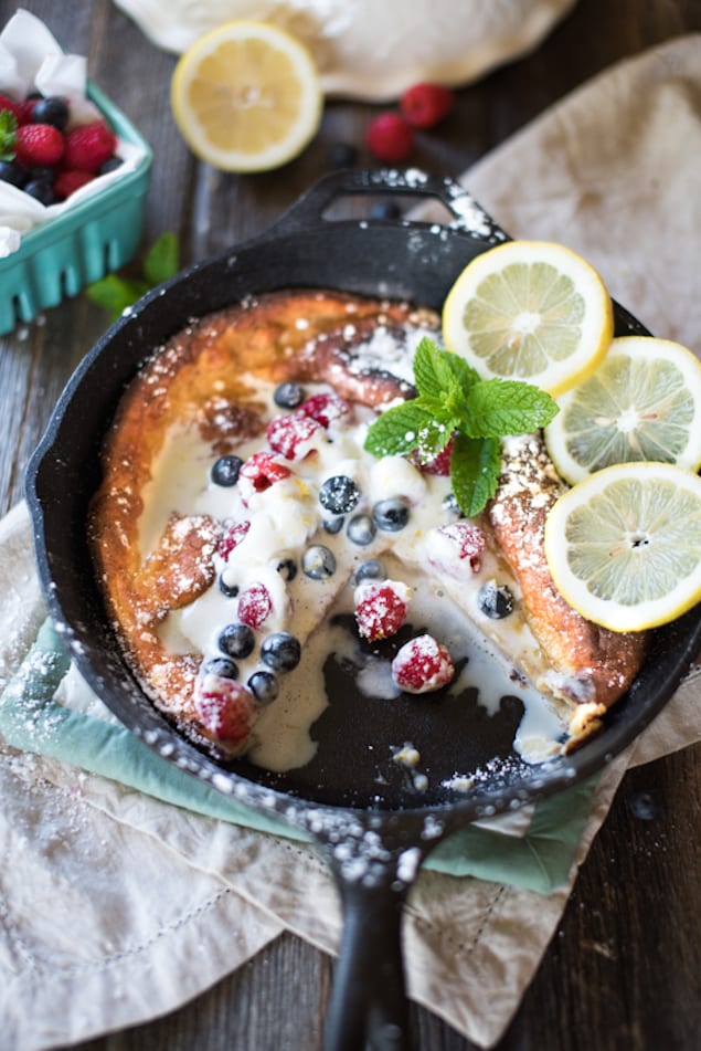 Lemon Dutch Baby with Fresh Berries and Mascarpone