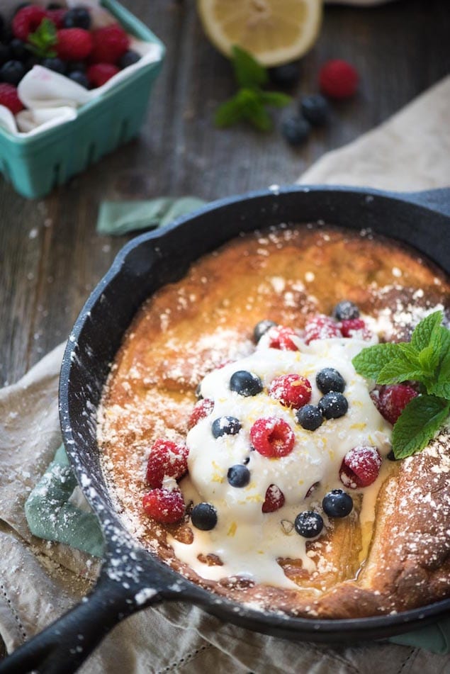 Lemon Dutch Baby with Fresh Berries and Mascarpone