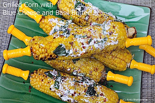 Castello Summer of Blue Grilled Corn with Basil Blue Cheese Sauce