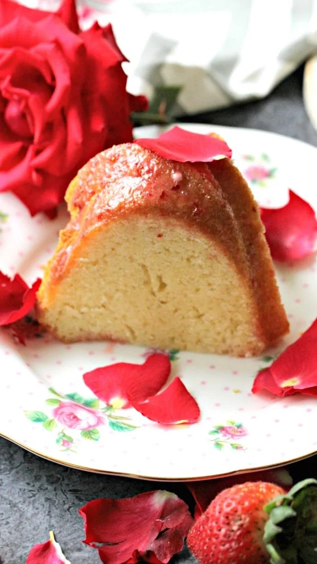 Rosewater Bundt Cake with Strawberry Glaze